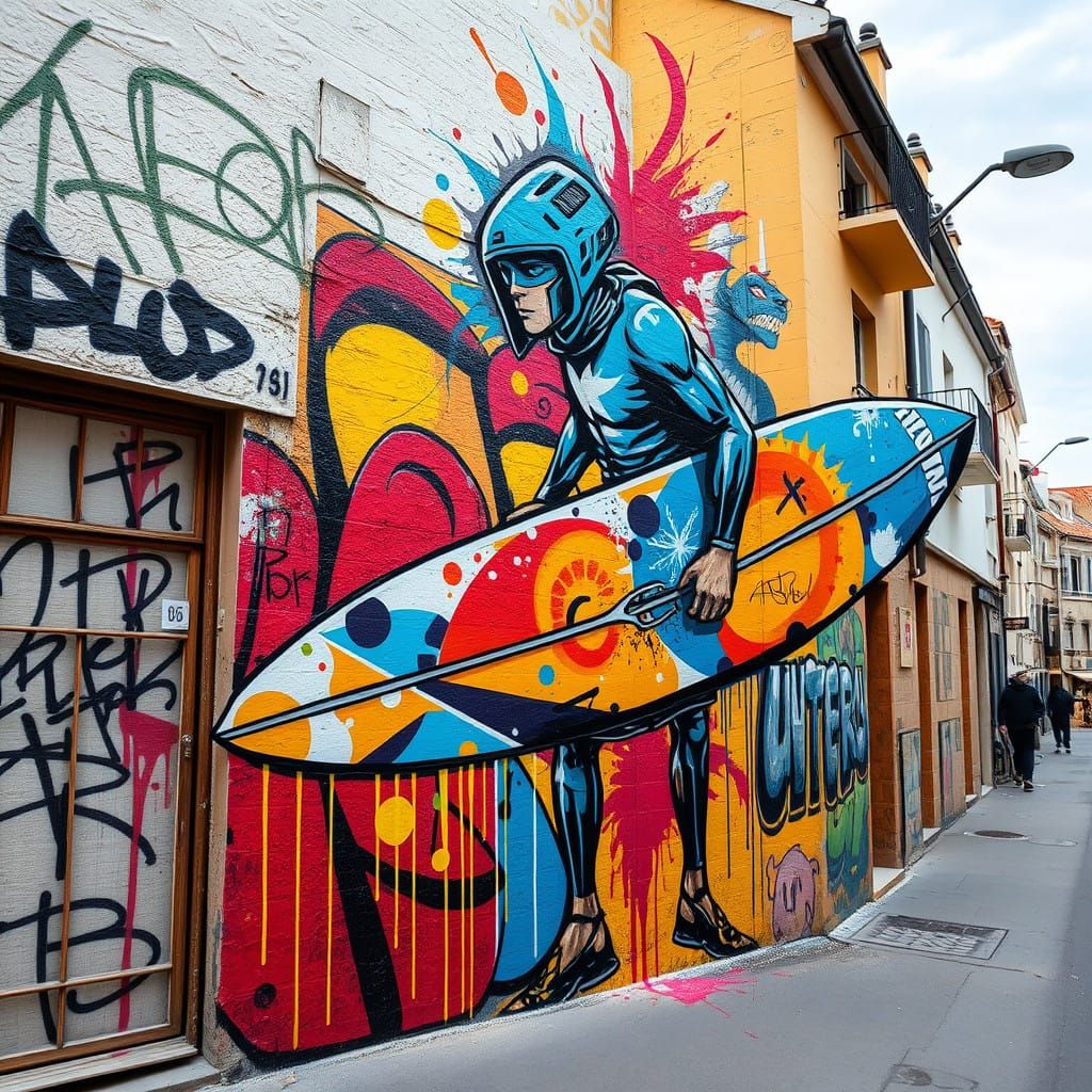 Street Art in Biarritz: Vibrant Graffiti of Tharon and Surfe...