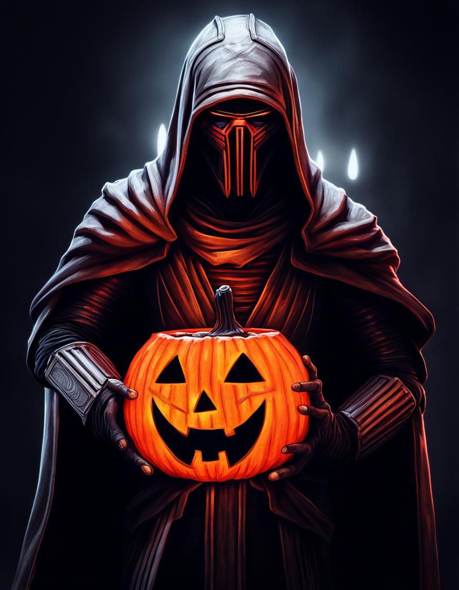 Hyperrealistic Darth Revan in Halloween Colors