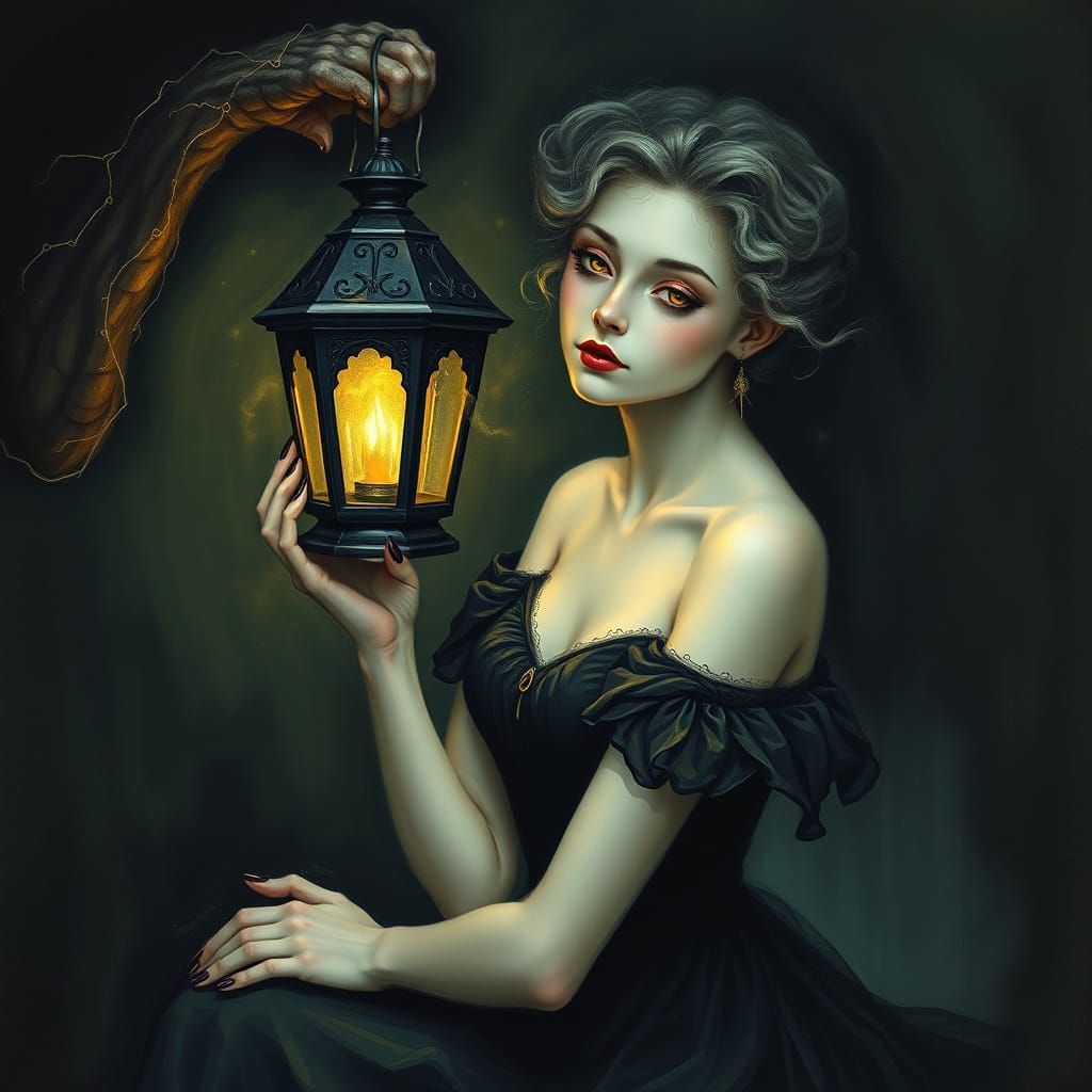 Vampire Lantern in Dreamlike, Expressive Style