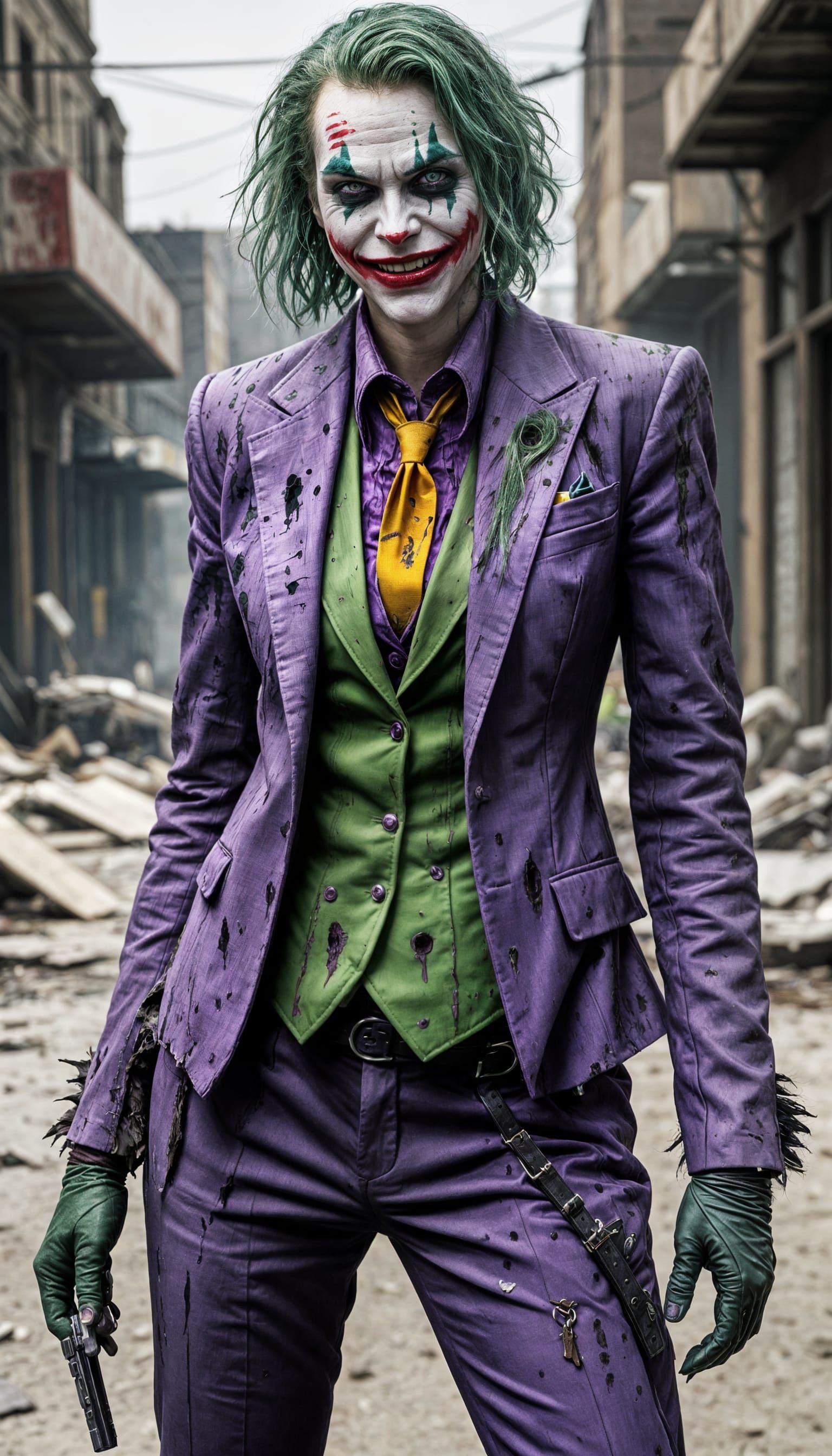 Female Joker in Post-Apocalyptic DC Comics Style