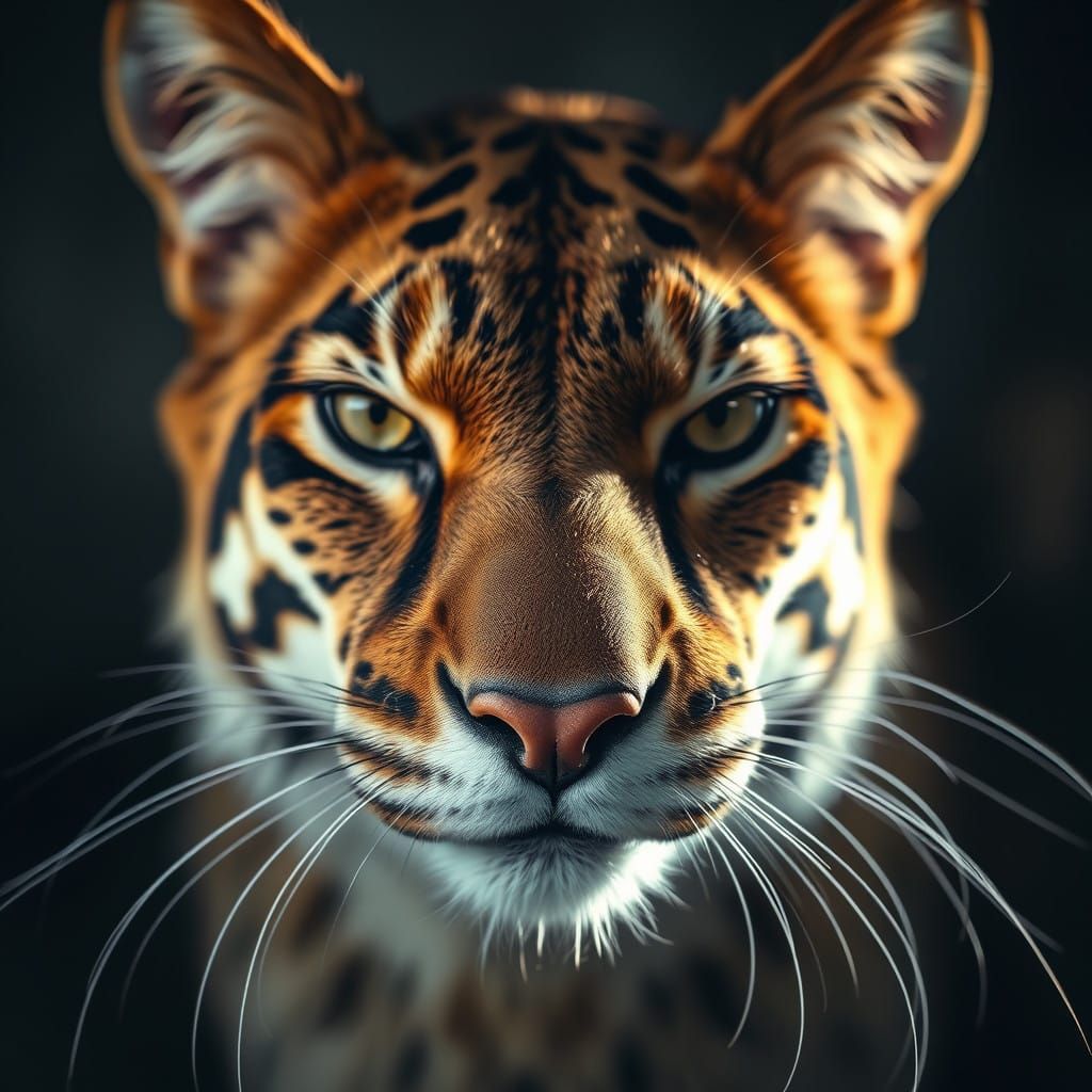 Majestic Feline Portrait in Gritty Realism Style