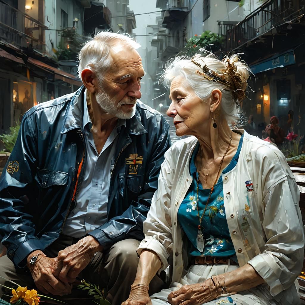 Swan Song: Old Couple in Detailed Painting