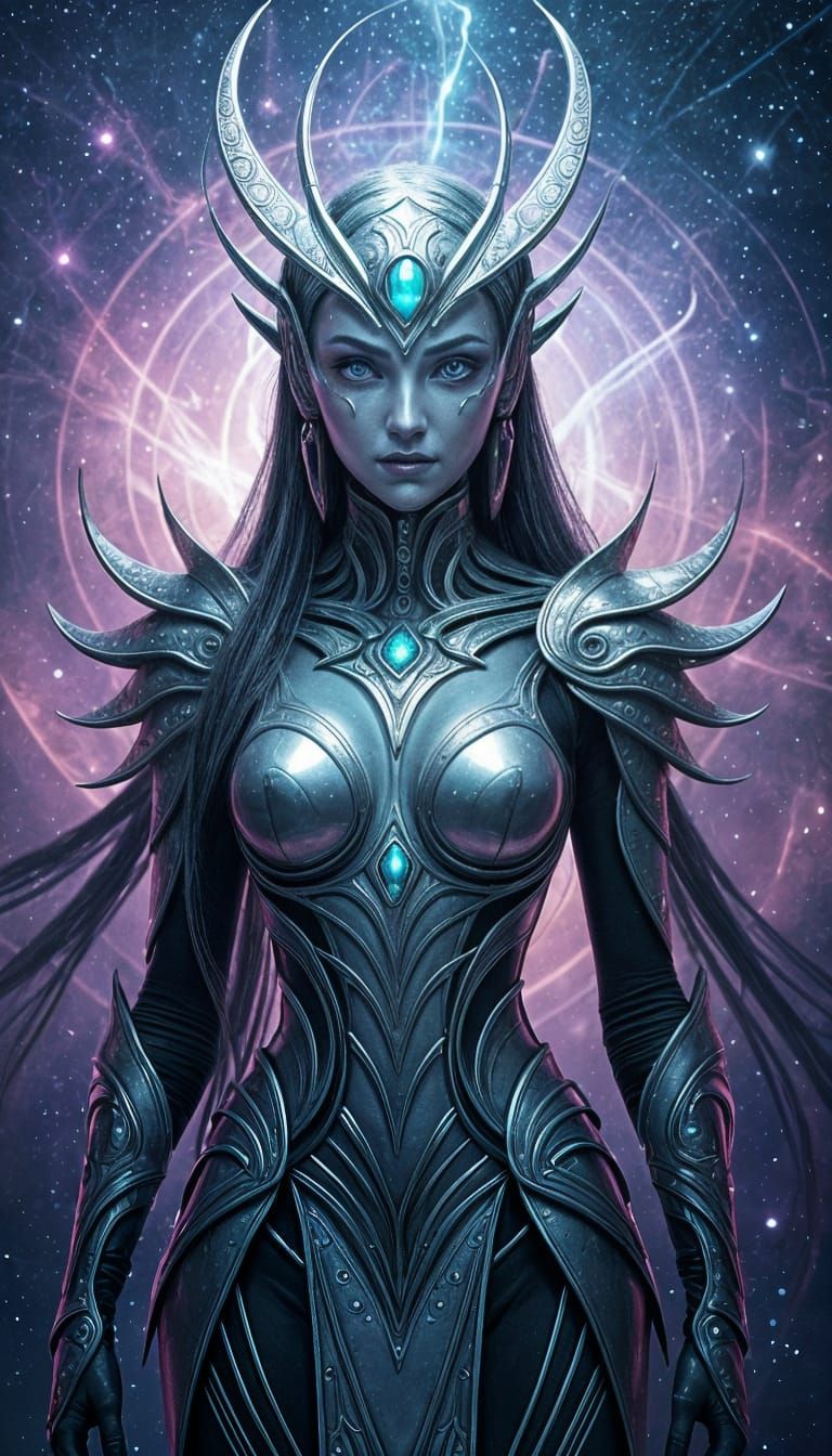 Ethereal Mantis Hybrid in Cosmic Setting