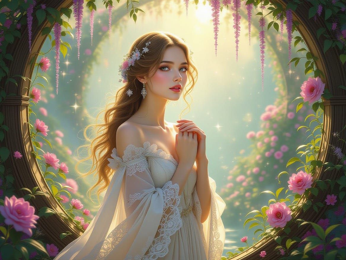 Ethereal Woman in Dreamlike Paradise