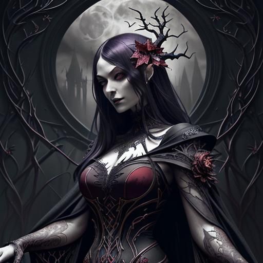 Gothic Heart Dagger Digital Art Nouveau Painting