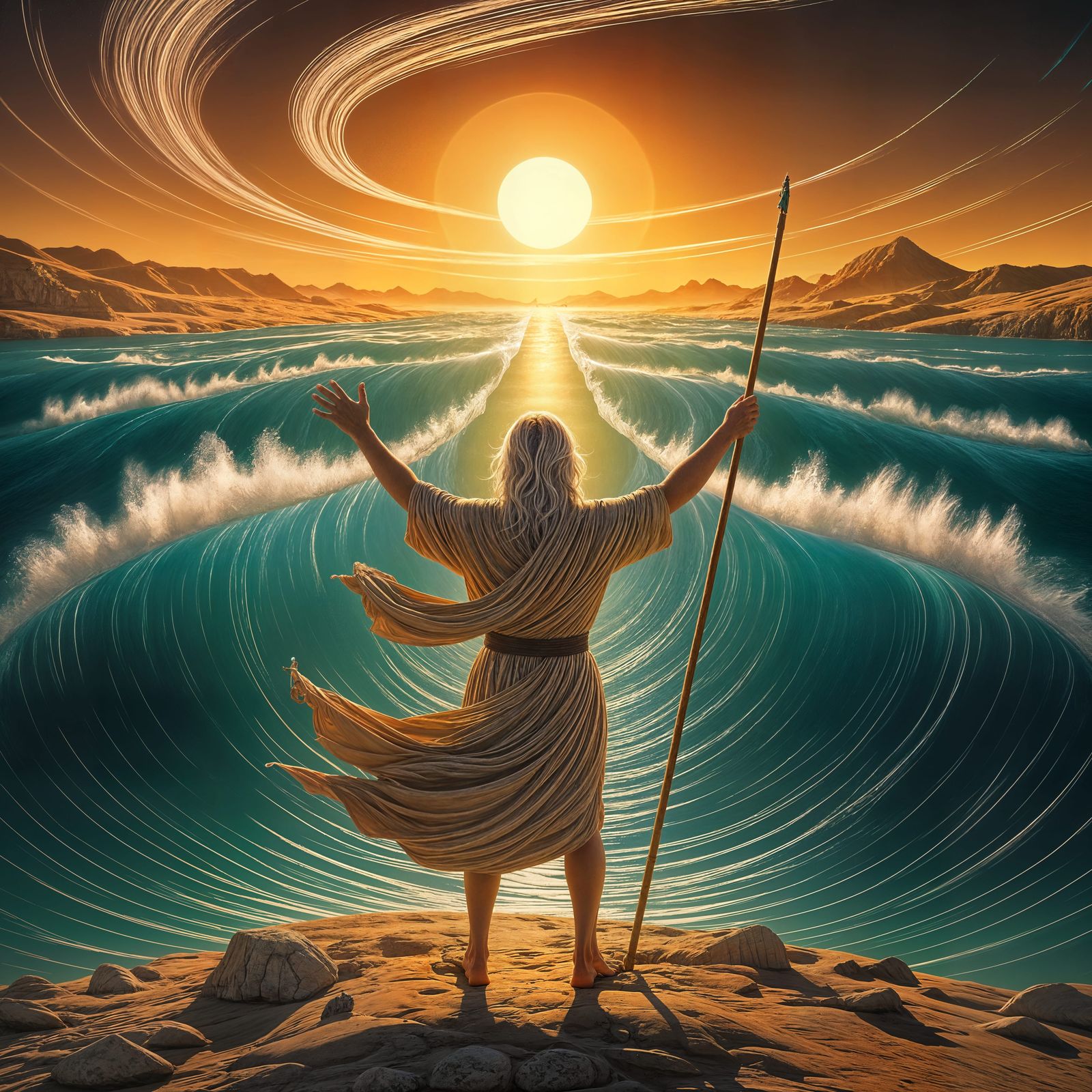 Moses Parting the Red Sea, Frazetta Style