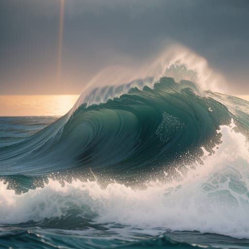 Majestic Ocean Wave in Serene Blue and Green Hues