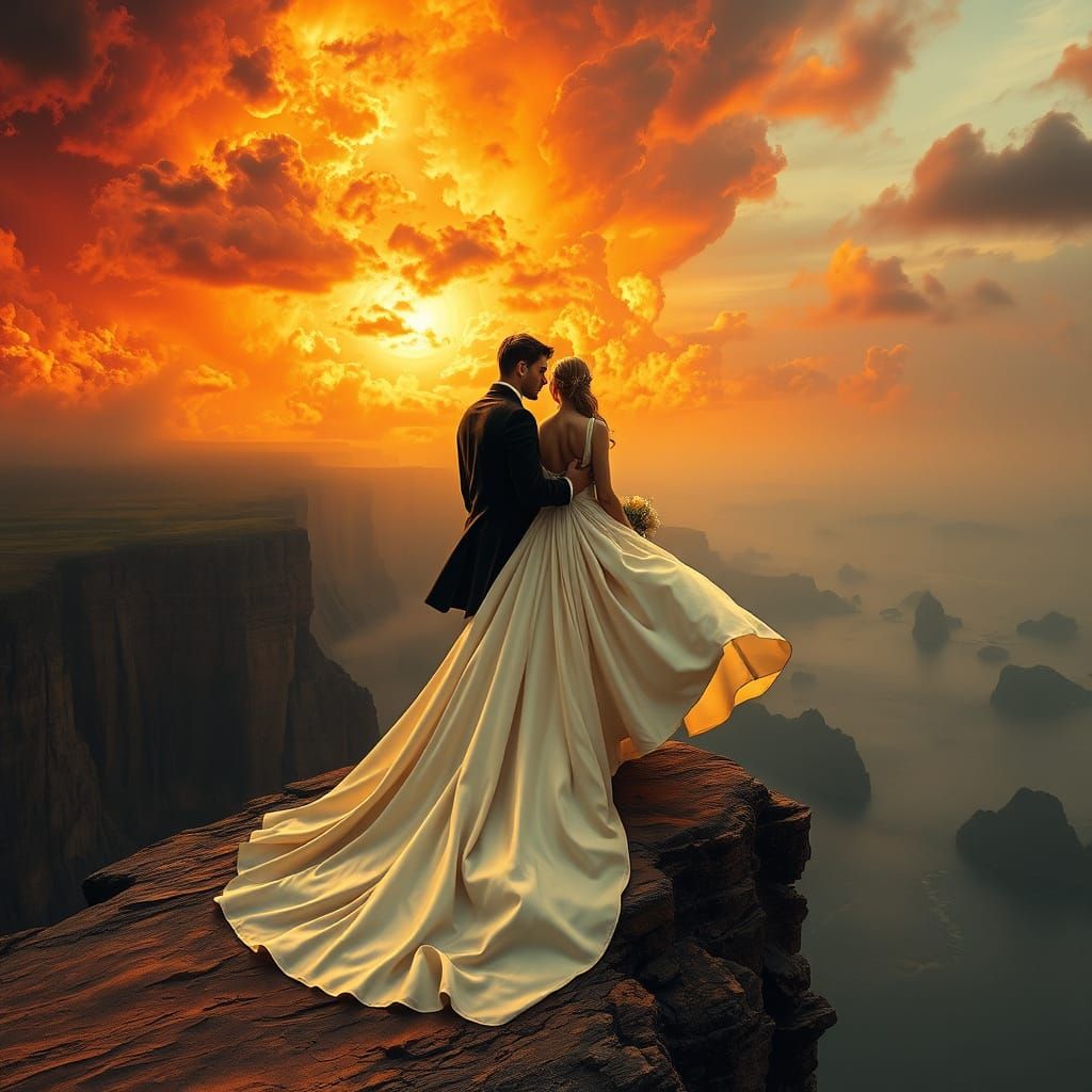 Bride and Groom at World's End, Fantasy Art