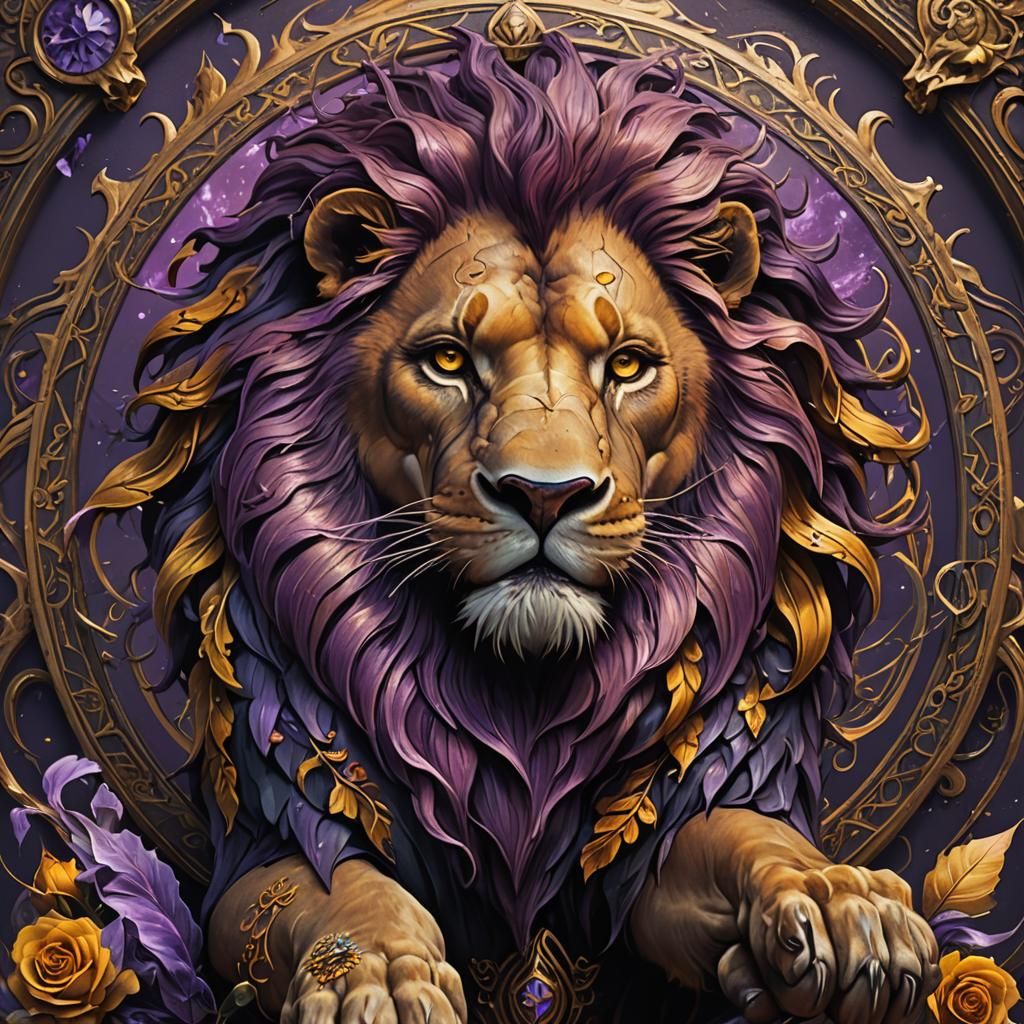 Hyperdetailed Lion Tattoo in Dark Fantasy Style