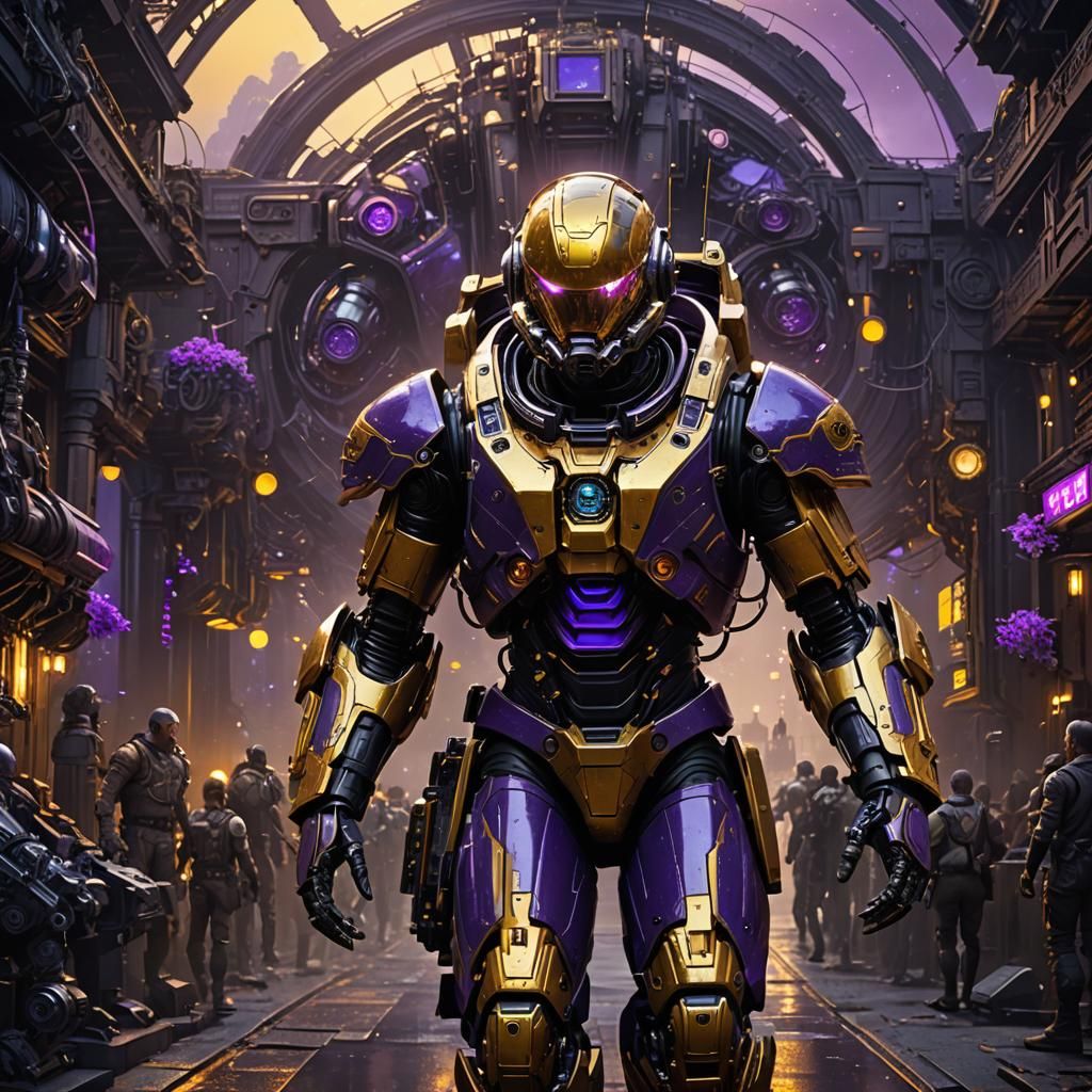 Dark Fantasy Masterpiece of Humans, Robots, and Astronaut