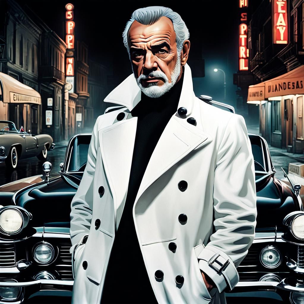 Sean Connery in Dark Noir Style Cinematic Film Still