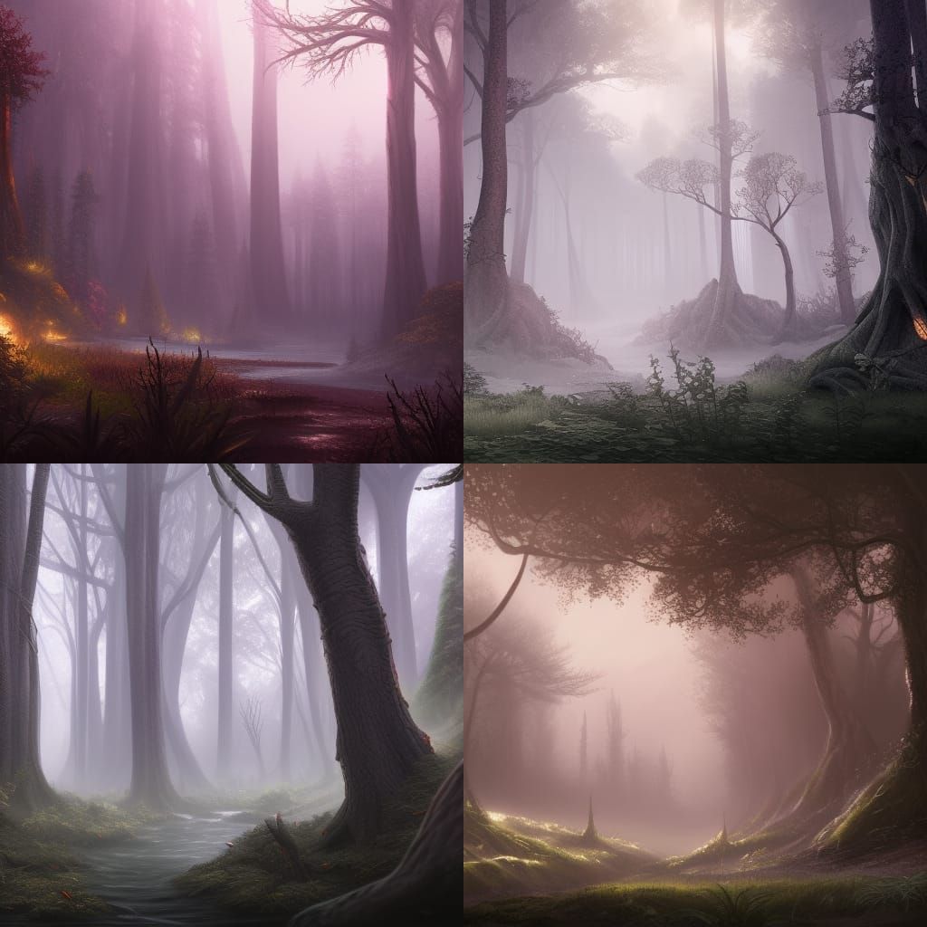 Dark Misty Forest in Detailed Matte Painting