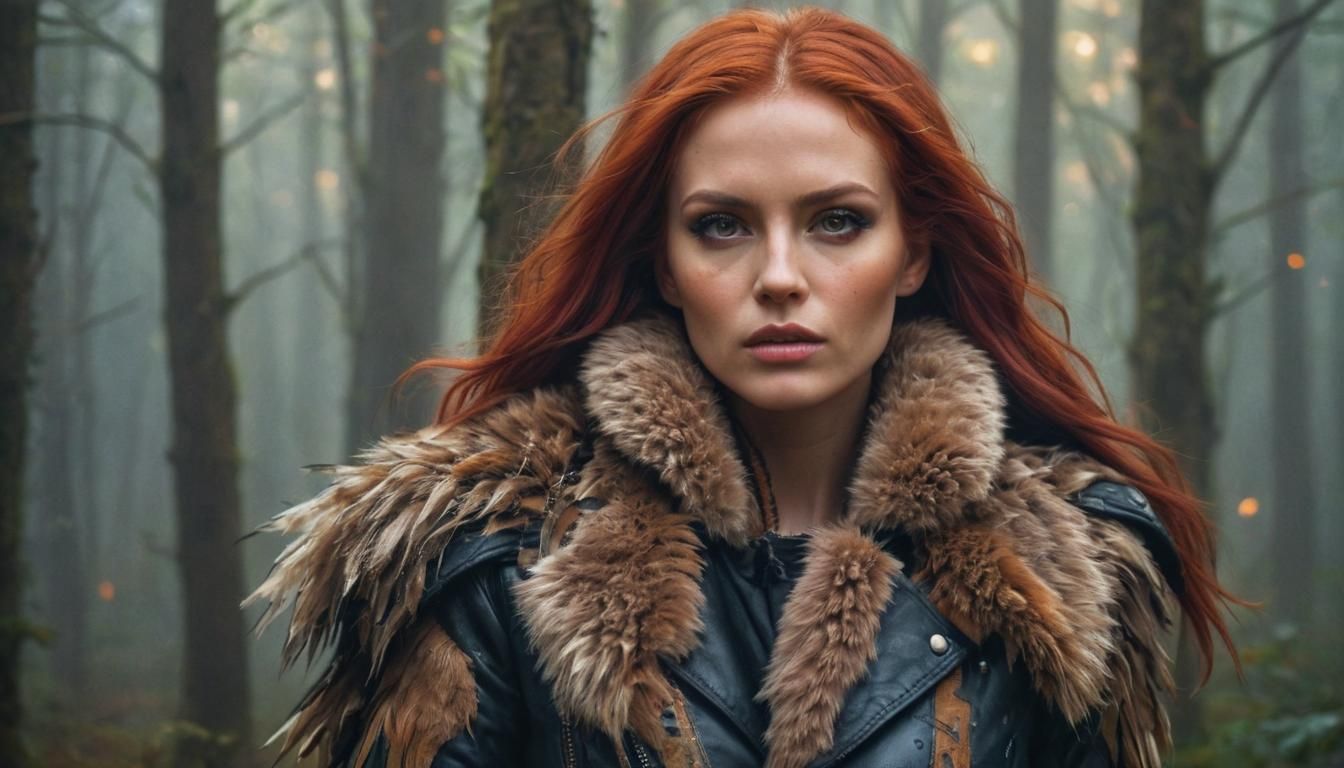 Mystical Woman with Glowing Hair in Oil Painting Style