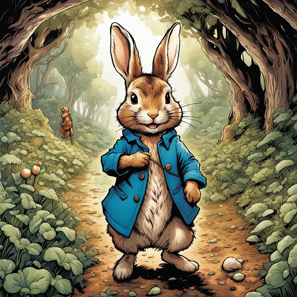 Peter Rabbit in Comic Book Art Style