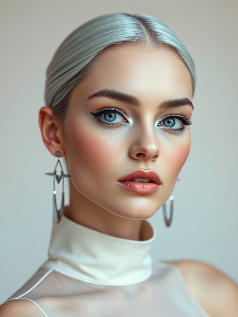 Ethereal Cyberpunk Model in Cinematic Realism