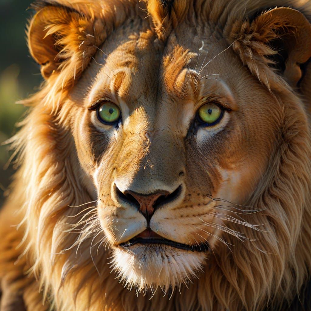 Regal Lion Portrait in Golden Hour Splendor