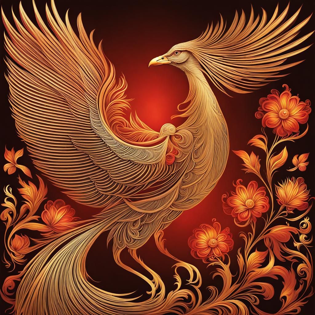 Majestic Phoenix Soaring in Anime Style