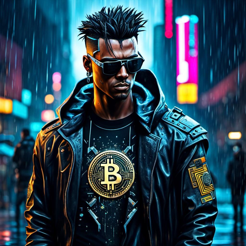 Cyberpunk bitcoiner boy