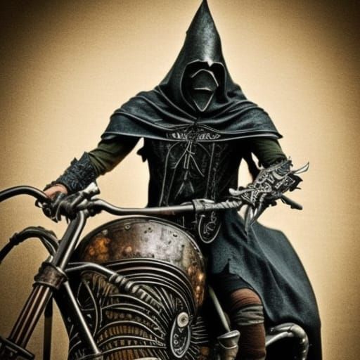 Nazgûl on Steampunk Motorcycle