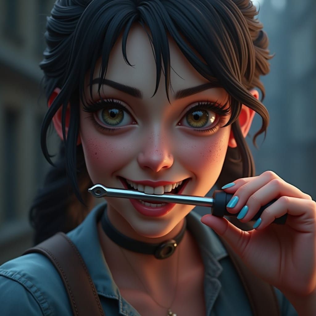 Fantastical Female warrior Unleashes Power