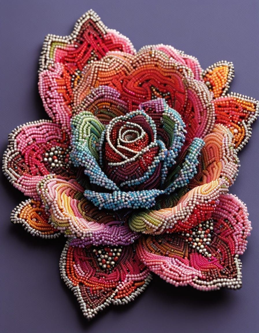 Beaded Rose: Intricate Multicolored Glass Beadwork