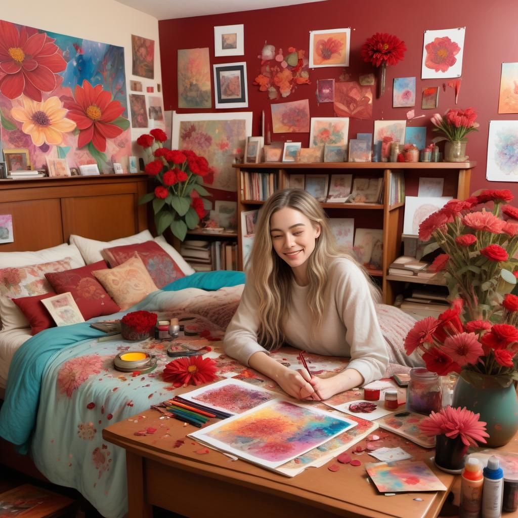 Joyful Scrapbooking Scene with Flowers