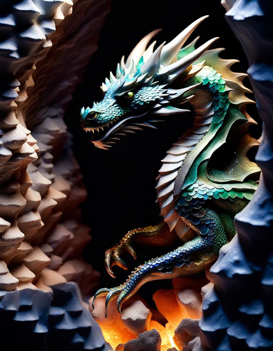 Sleeping Dragon in Crystalline Lair: Asian Art