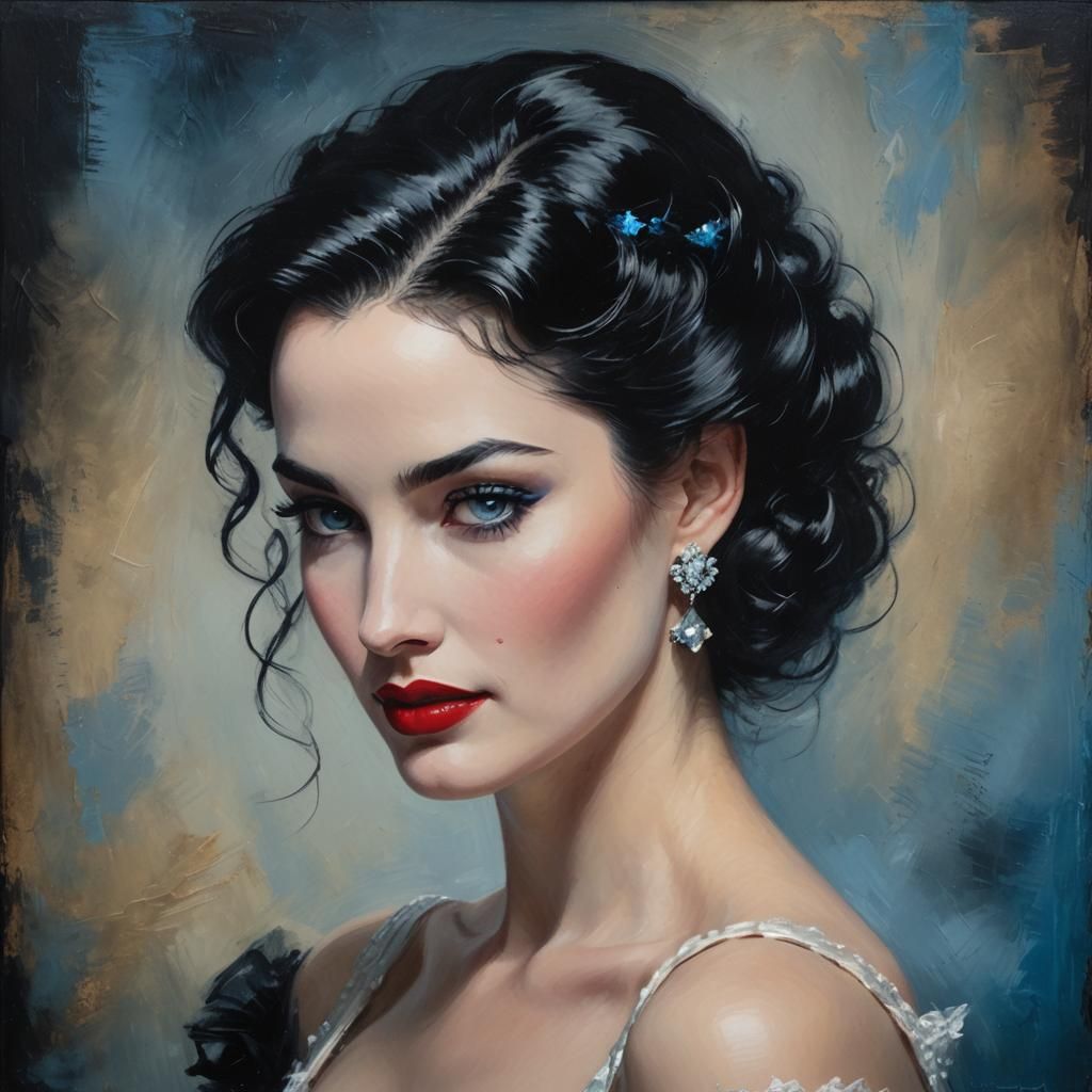 Dita Von Tease Impressionistic Portrait in Rembrandt Style