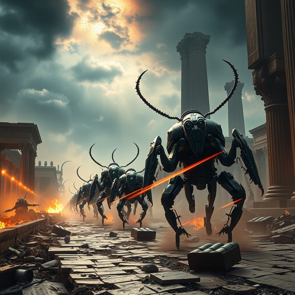 Cyborg Cockroaches March Through Ruined Rome
