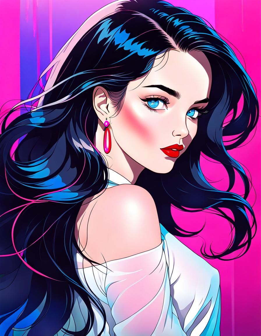 Sleek Pop Art Portrait in Nagel Style