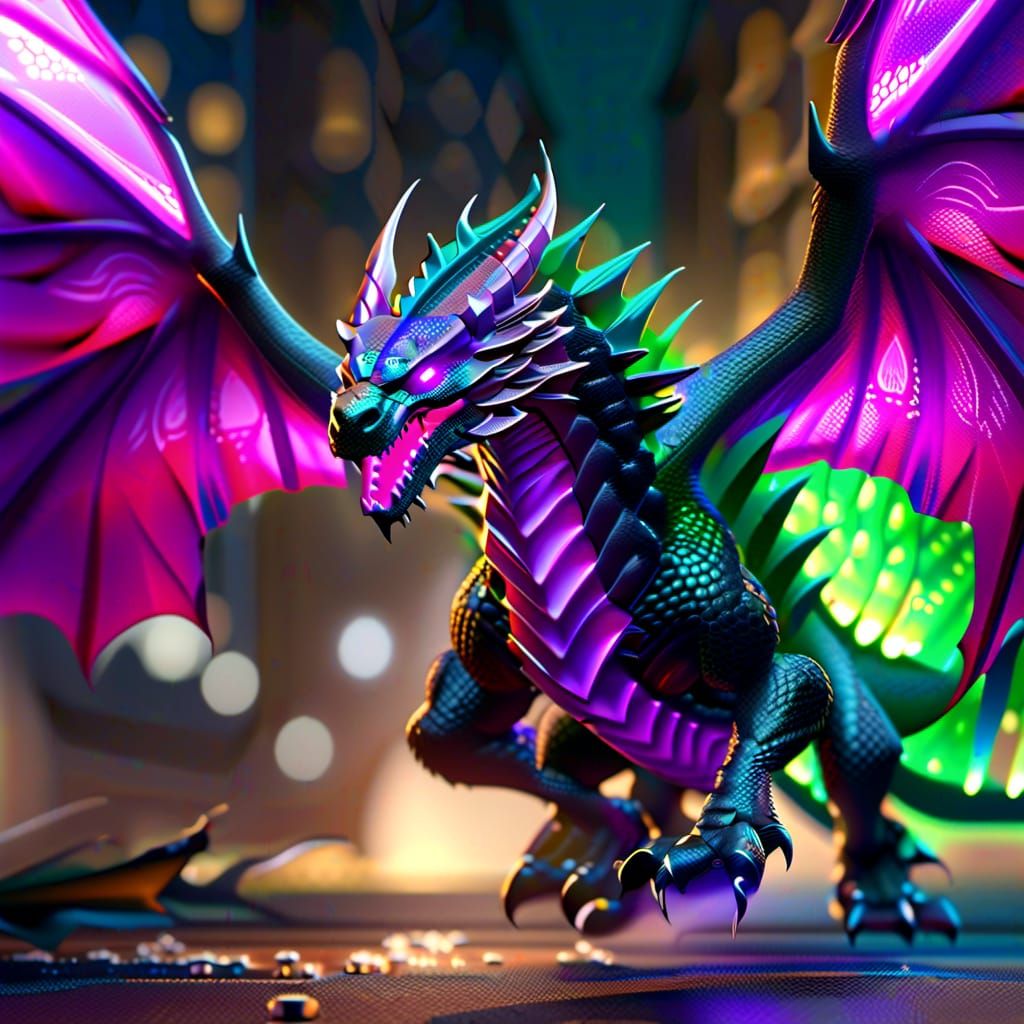 Armored Dragon Running Through the Dark: 8K Resolution