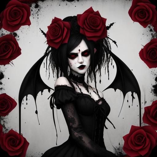 Bleeding Black Rose in Gothic Style
