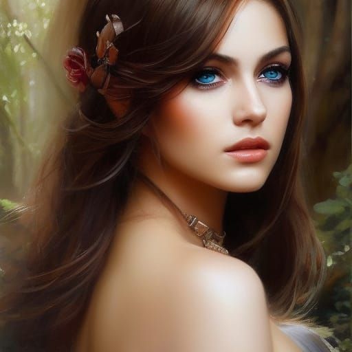 Beautiful Girl in Silver Suit with Paint Details