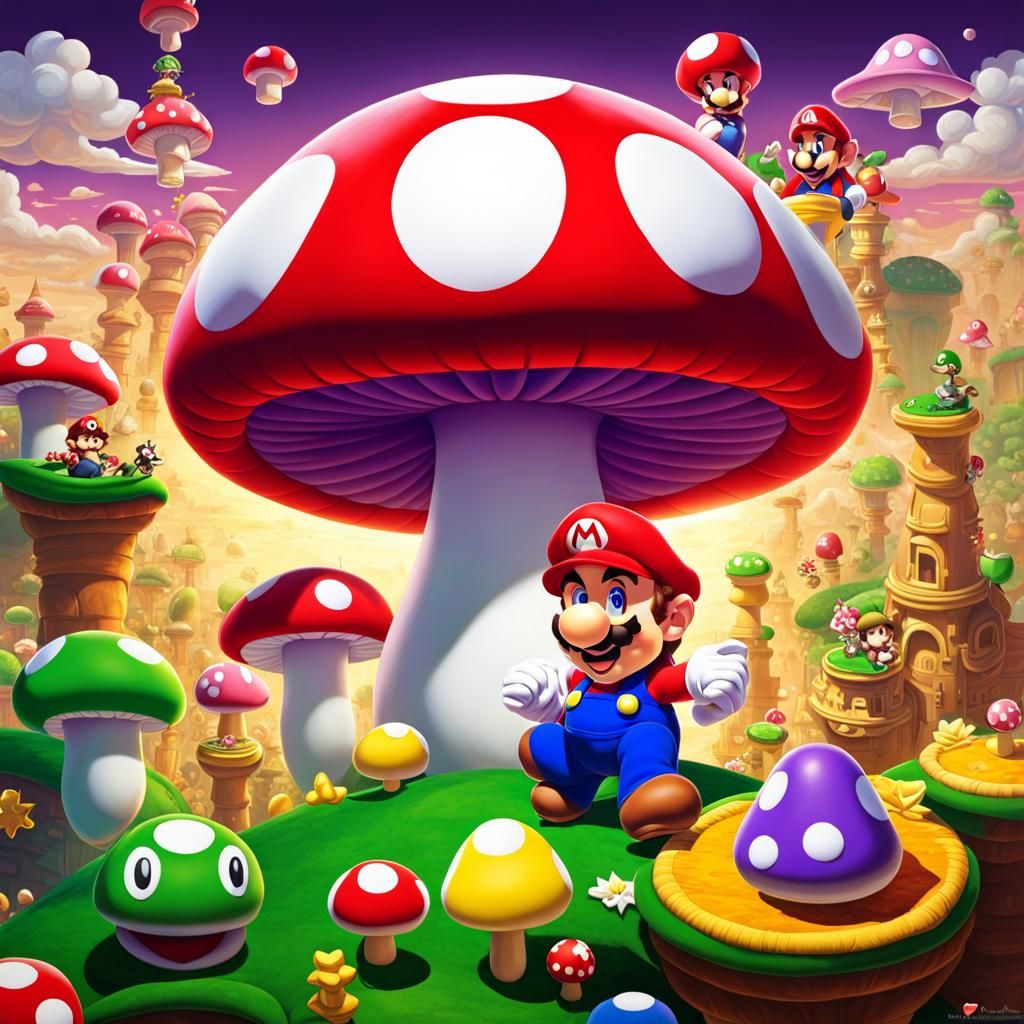 Super Mario in Mushroom Kingdom: 2D Nintendo Art