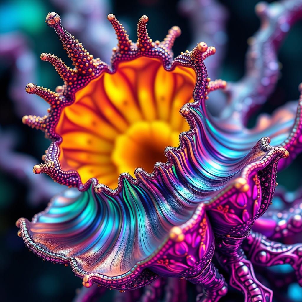 Ethereal Ligamorphous Seed Pod in Iridescent Neon