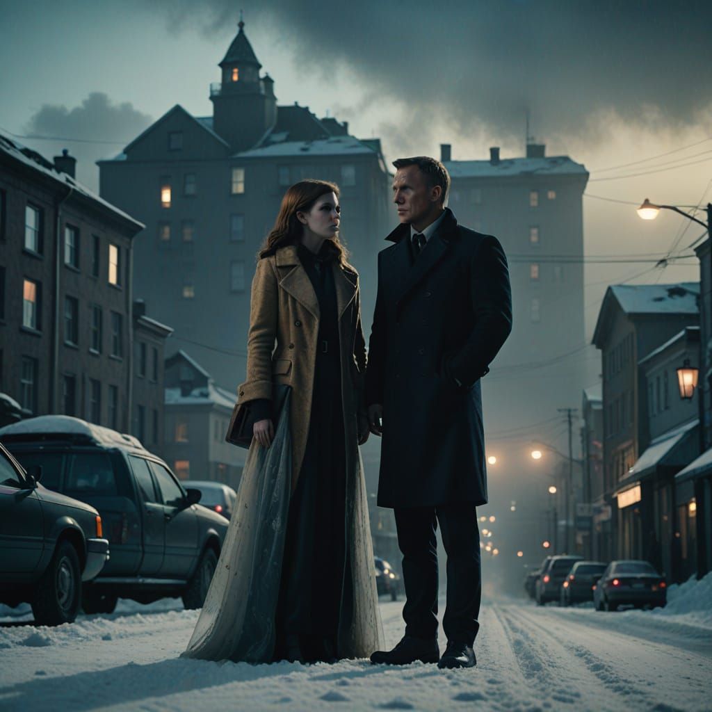 Anna Kendrick and Daniel Craig in Moody Reykjavik Street Sce...