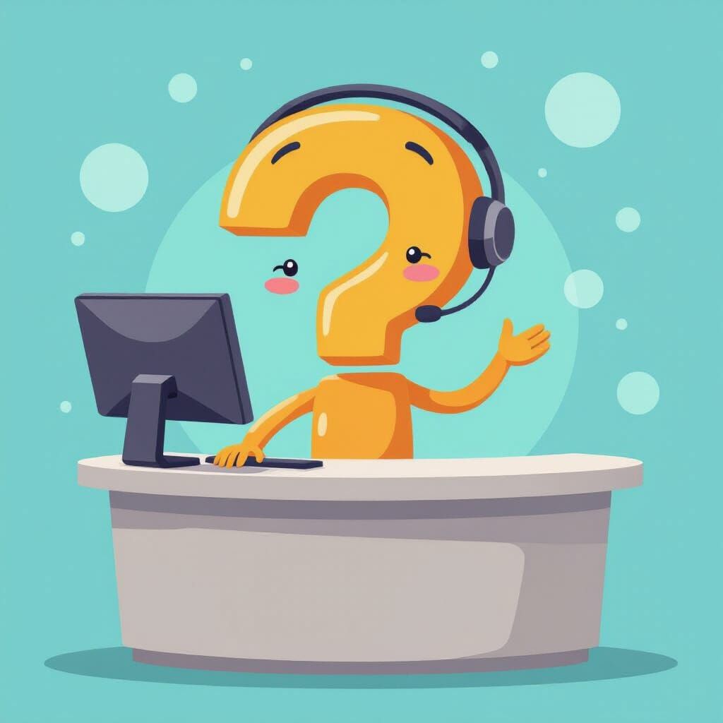 Cheerful Cartoon Help Desk Character with Headset