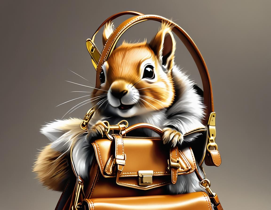 Squirrel's Mischief: Haute Couture Fashion Illustration