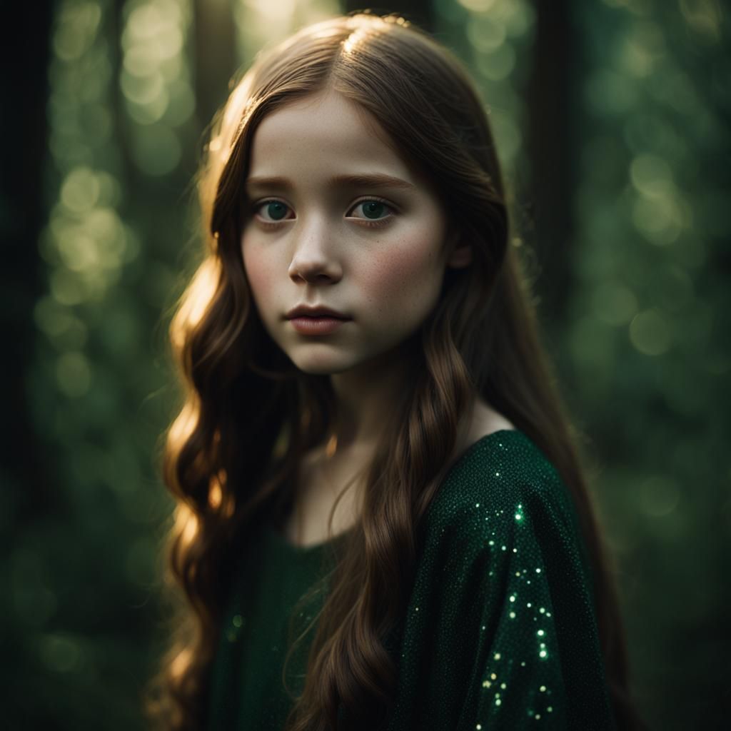 Hyper-Realistic Portrait in Dark Forest Green