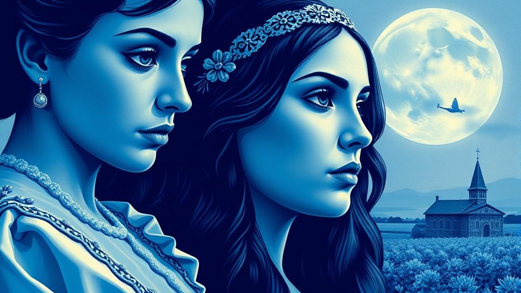 Psychedelic Delft Blue Poster Art with Golden Ratio