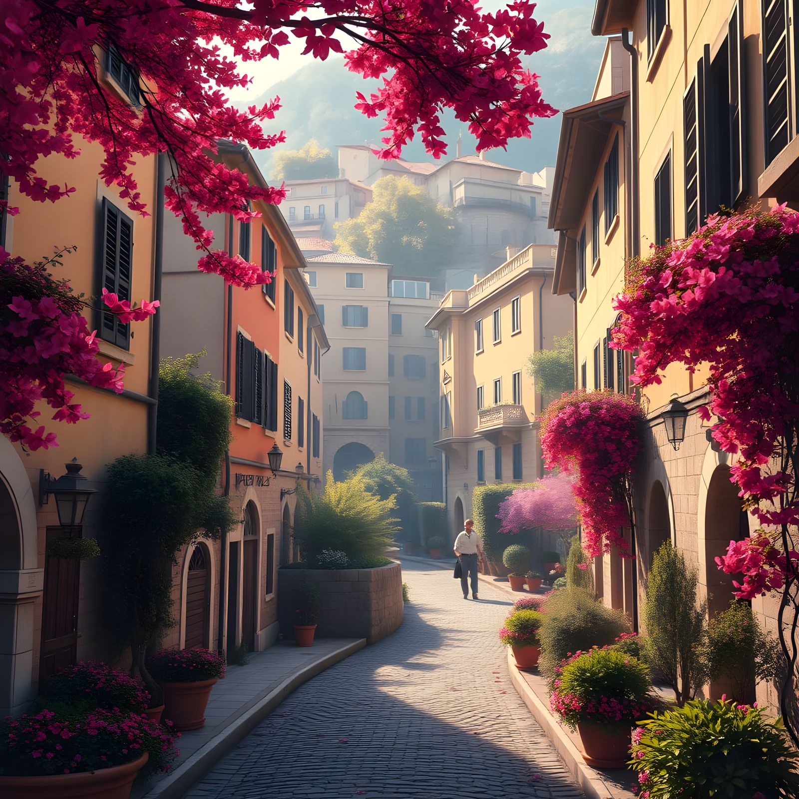Modern Italian City in Bloom