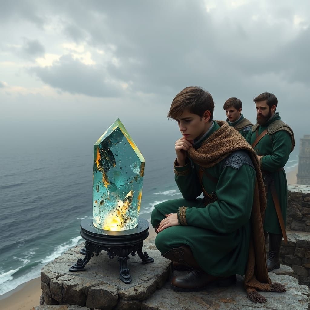 Young Soldier at the Edge of Hope in a Medieval Fortress