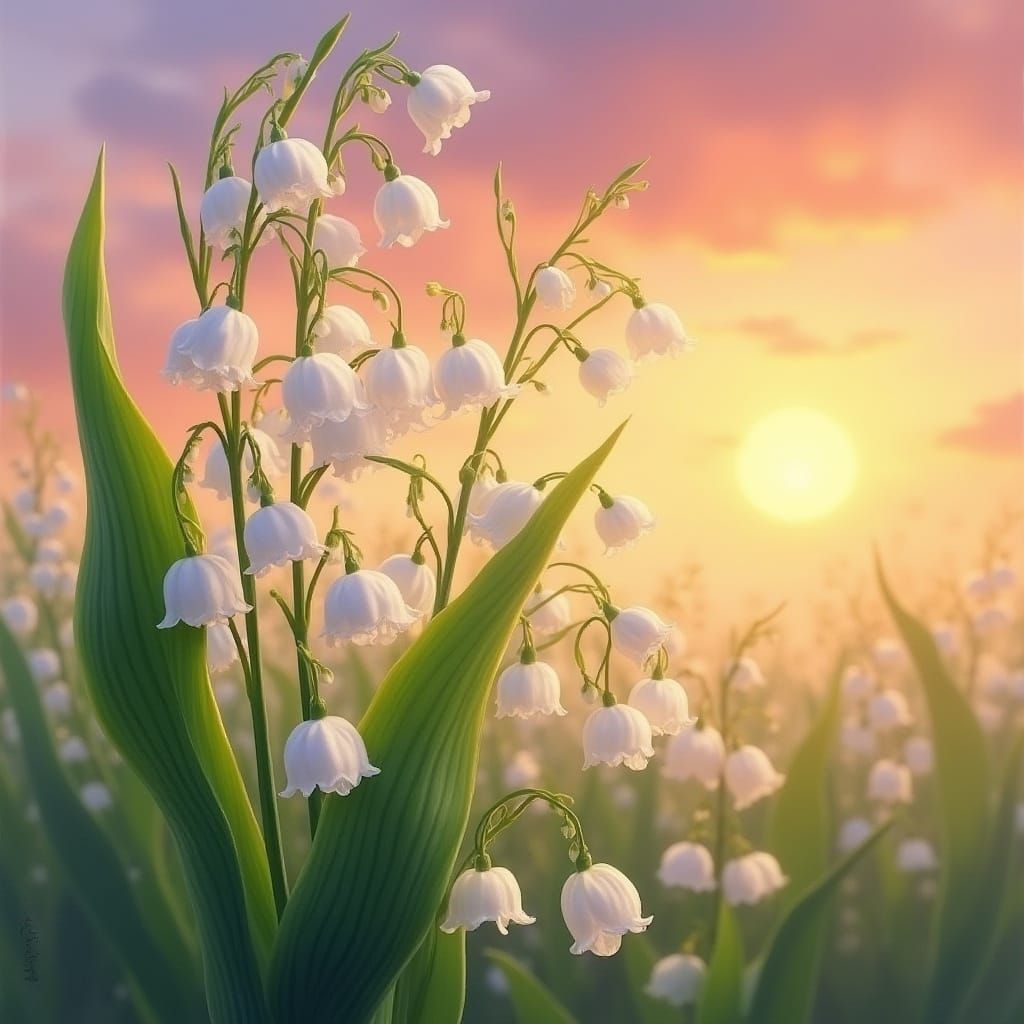 Lilies of the Valley in Impressionistic Sunset