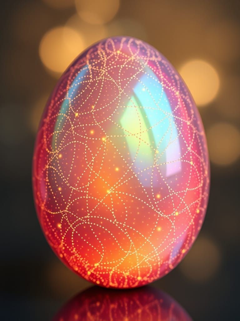 Hyperrealistic Easter Egg in Micro-Pointillist Technique