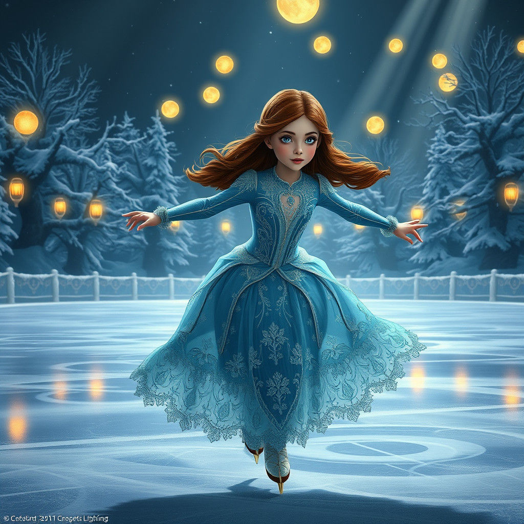 Ice Skater in Dark Fantasy World, 8K Concept Art