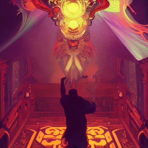 Devil DJ in Hell Club: Hyperdetailed Concept Art