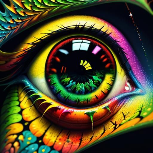 Psychedelic Fractal Art in Vivid Oil Painting