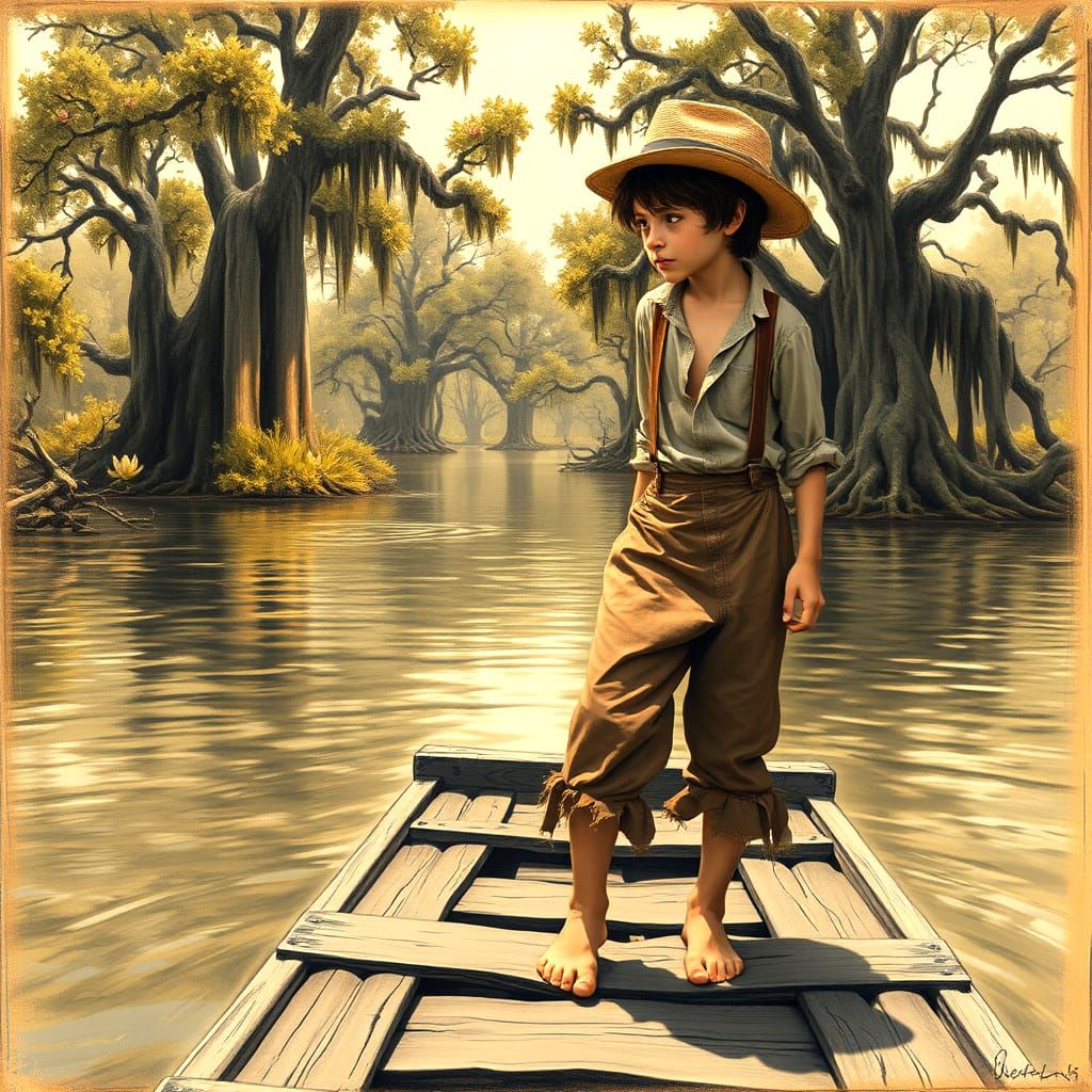 Huckleberry Finn Charcoal Drawing