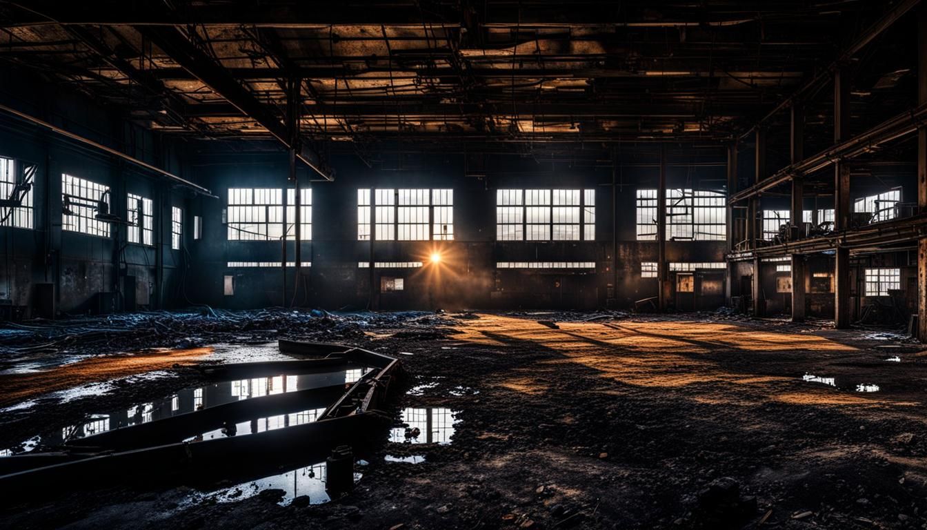 Creepy Abandoned Factory in Hyperrealistic Photo