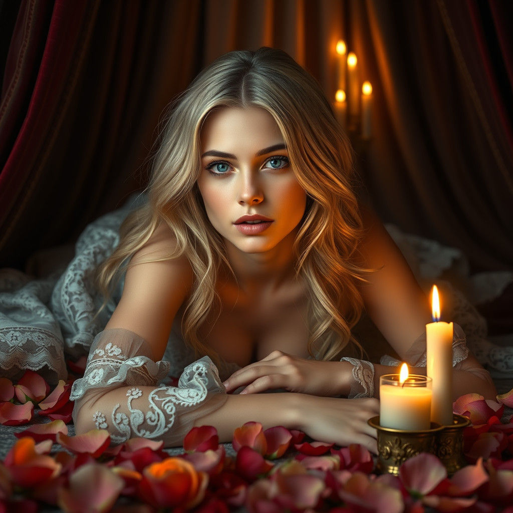 Medieval Blonde Beauty in Opulent Setting